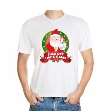 Foute kerstmis shirt wit fuck off i hate x-mas voor mannen