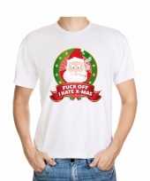 Foute kerstmis shirt wit fuck off i hate x mas voor mannen